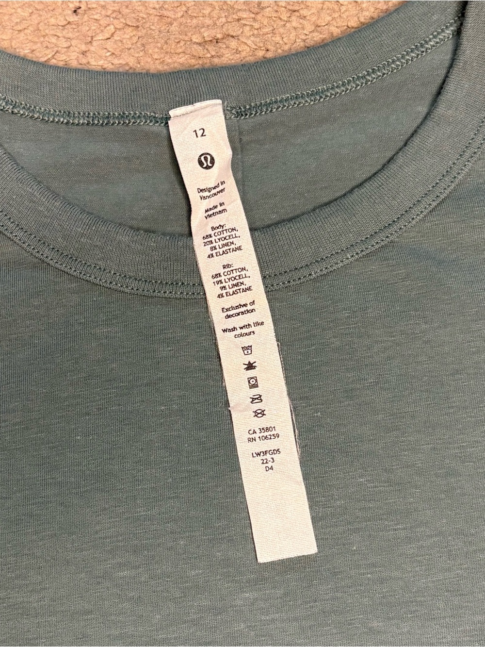 lululemon Classic-Fit Cotton-Blend T-Shirt Silver Blue Size 12 - Picture 3 of 5